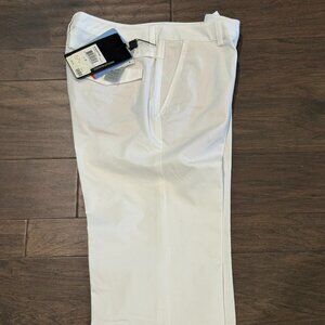 NWT Women’s Adidas Golf Novelty Stretch Crop Capri Pants White Black 873558 NEW